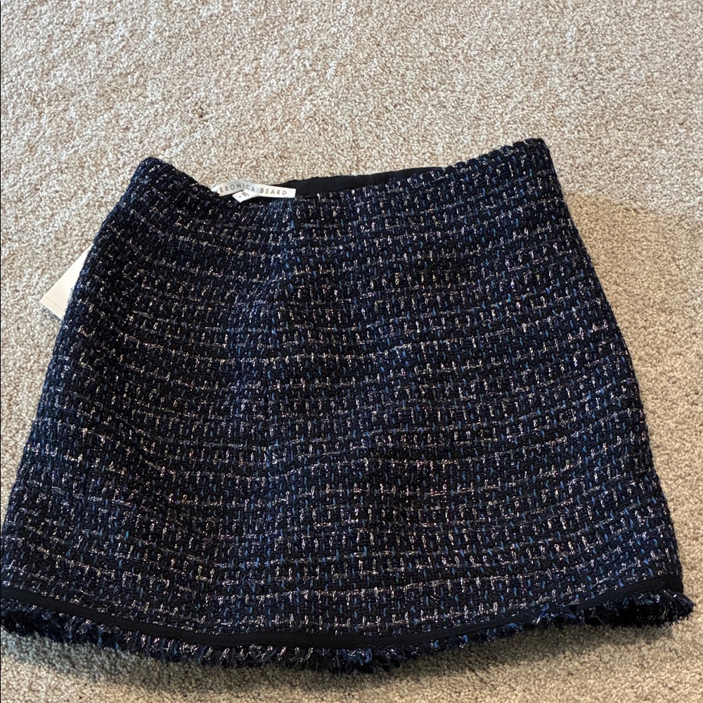 Veronica Beard Navy Tweed Mini Skirt